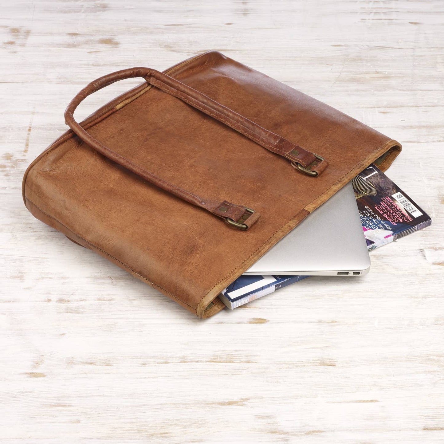 Large Leather Shopping Bag - Handmade