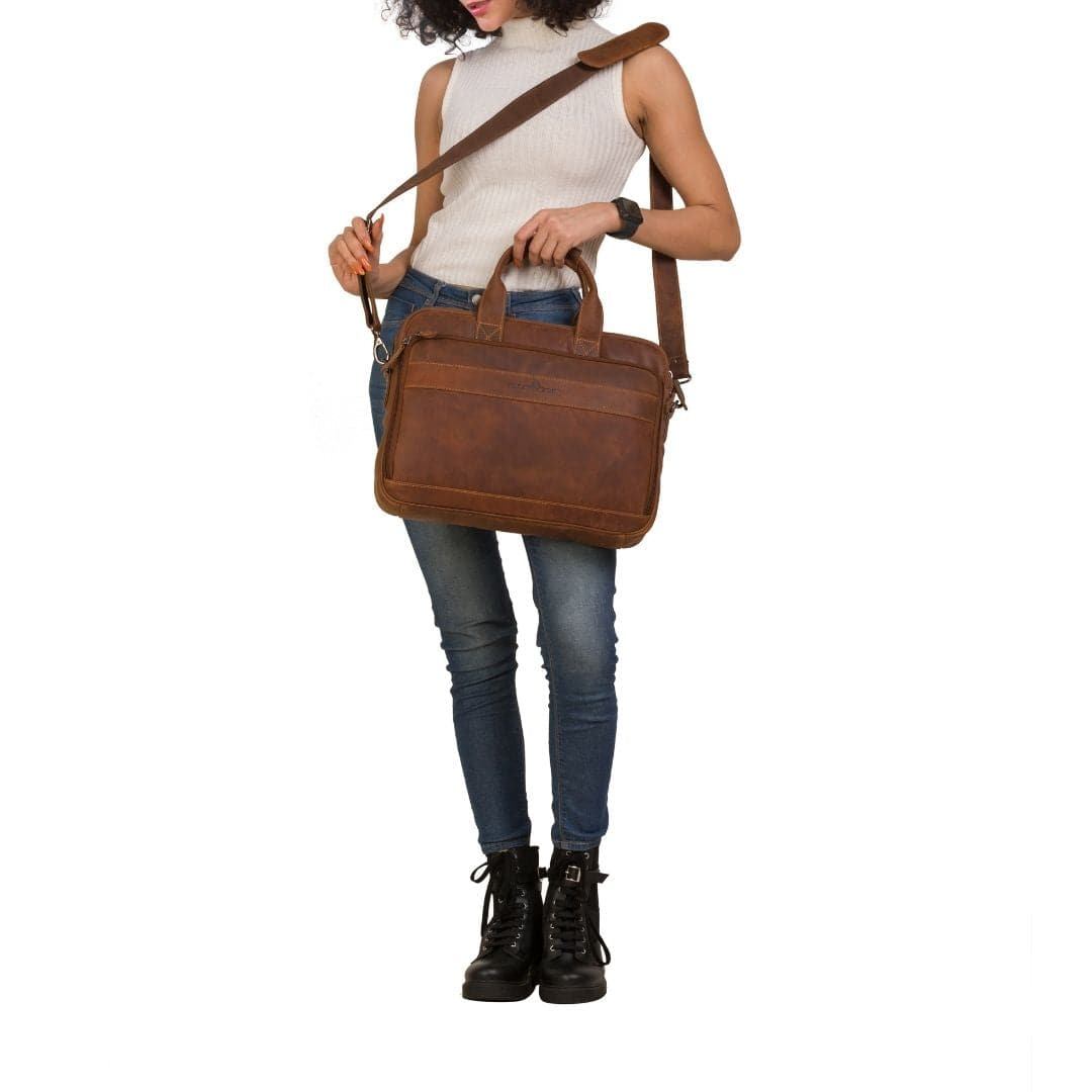 The Apollo Full-Grain Leather Briefcase: Brown