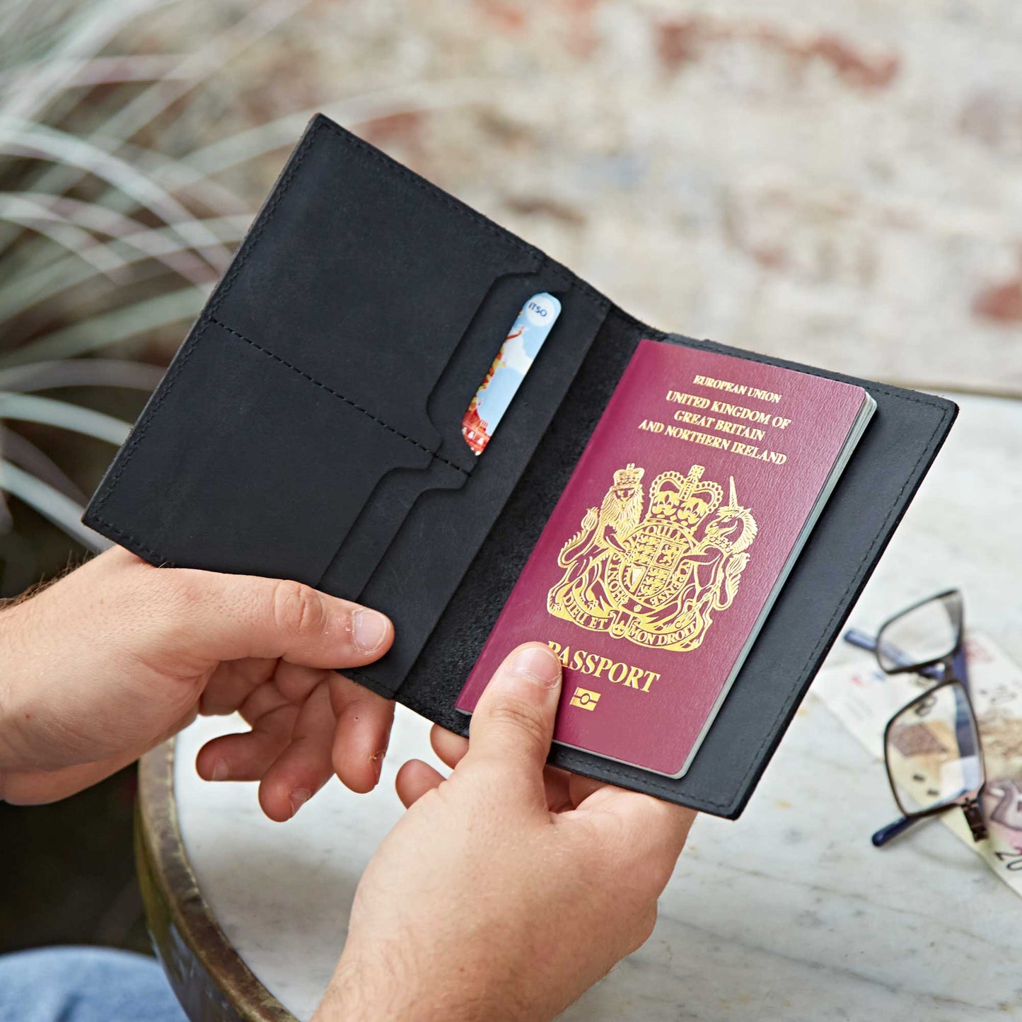 Buffalo Leather Passport Holder - Handmade: Brown