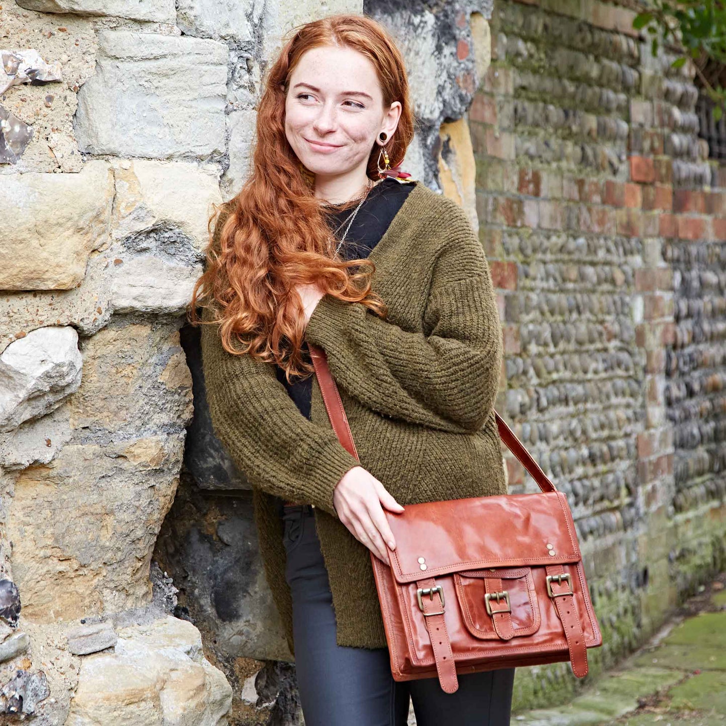 Medium Brown Leather Satchel