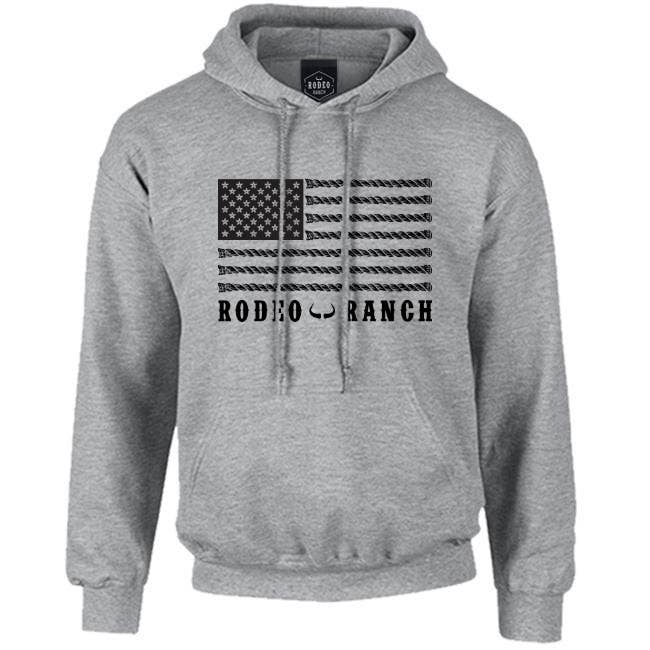 Rodeo Ranch Spur Flag Front Hoodie - Sport Grey: S