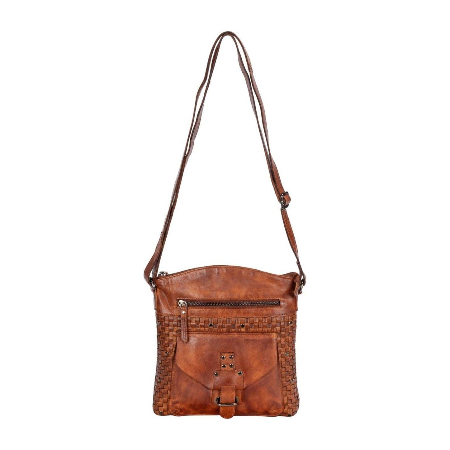 Leather Shoulder Bag Elsa for Women: Cognac