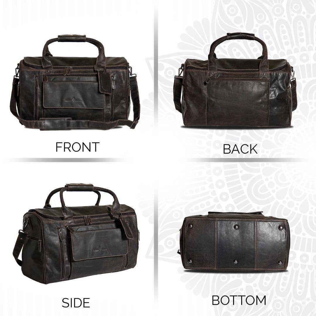 Leather Travel Bag Large - Casual Vintage Look - GW12790: Sandal