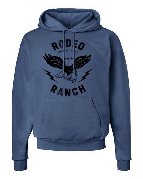 Rodeo Ranch Eagle Hoodie - Denim: L
