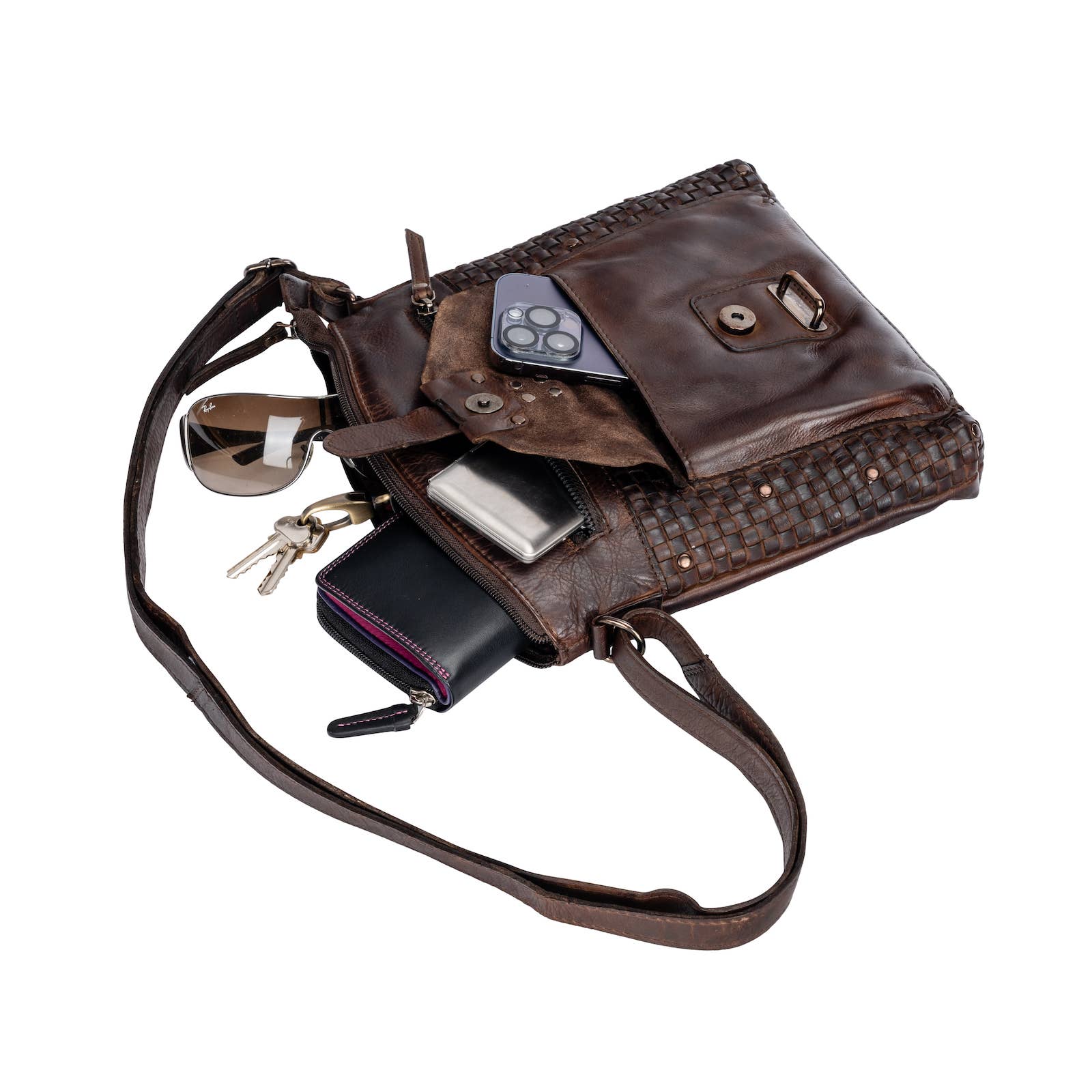Leather Shoulder Bag Elsa for Women: Cognac