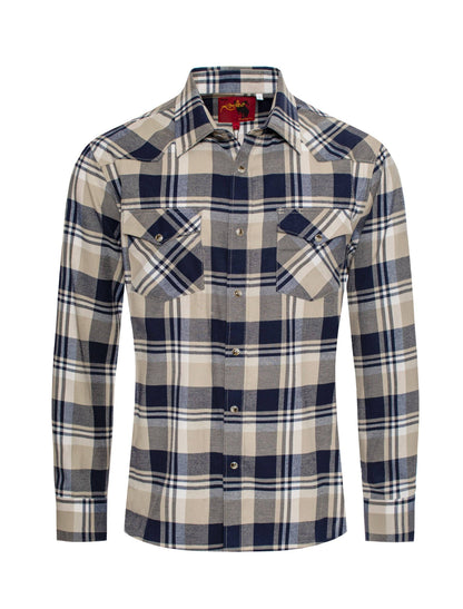 Men's Western Long Sleeve Flannel Shirts With Snap Buttons: M