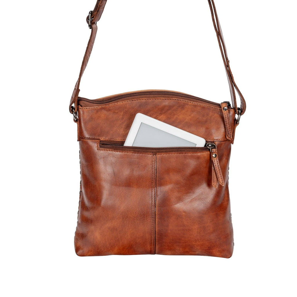 Leather Shoulder Bag Elsa for Women: Cognac