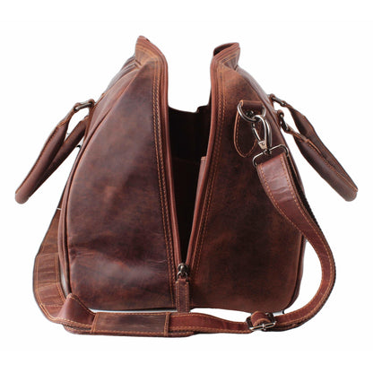 Leather Overnight Travel Bag Victoria GW12795: Brown