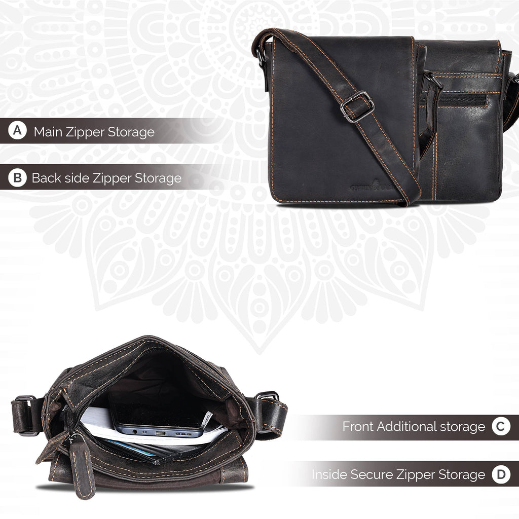 Leather Shoulder Bag Luna: Sandel
