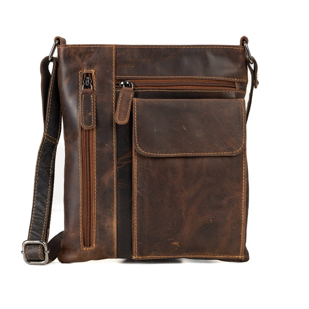 Ladies Cross Body Leather Bag Lucy LD007: Brown