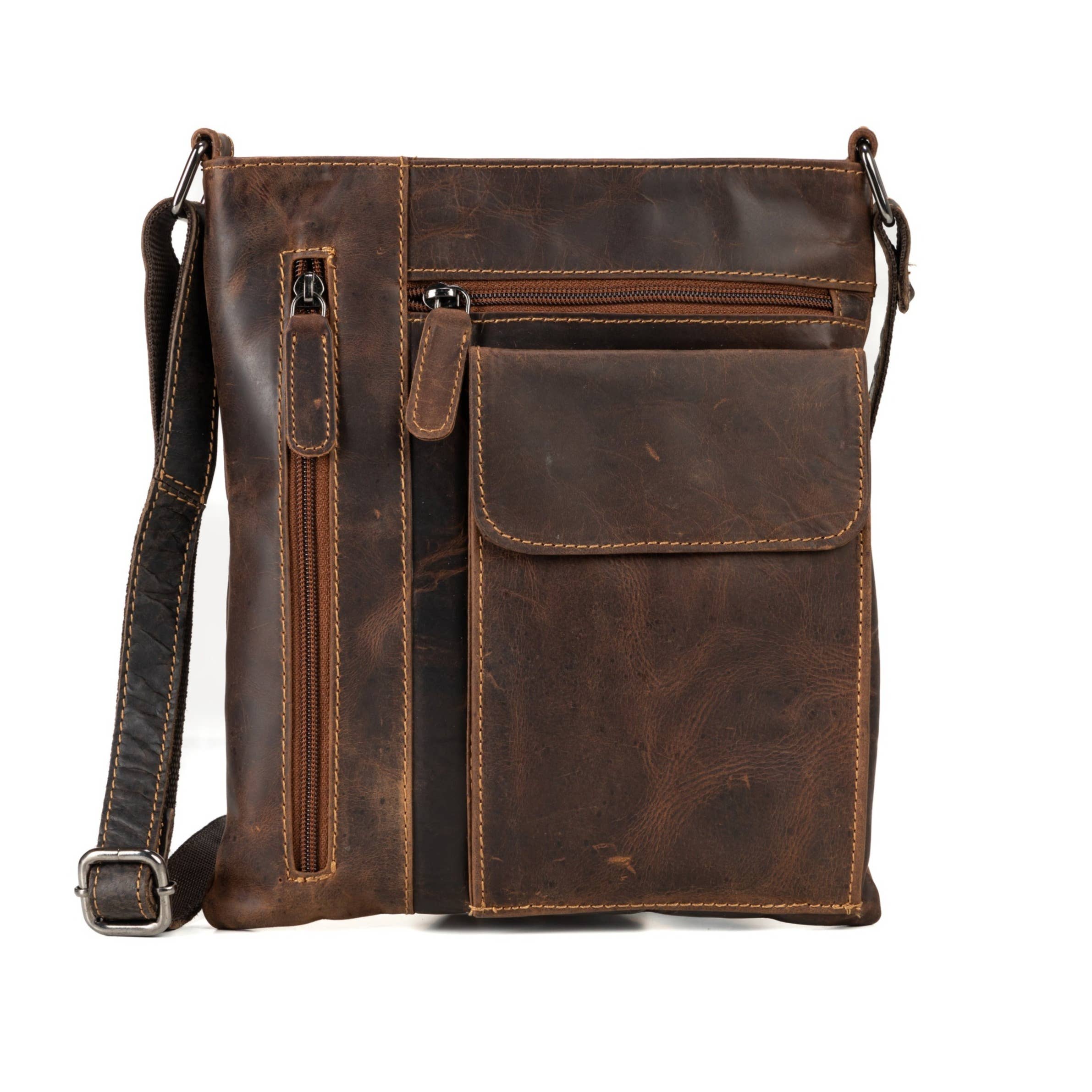 Ladies Cross Body Leather Bag Lucy LD007: Brown