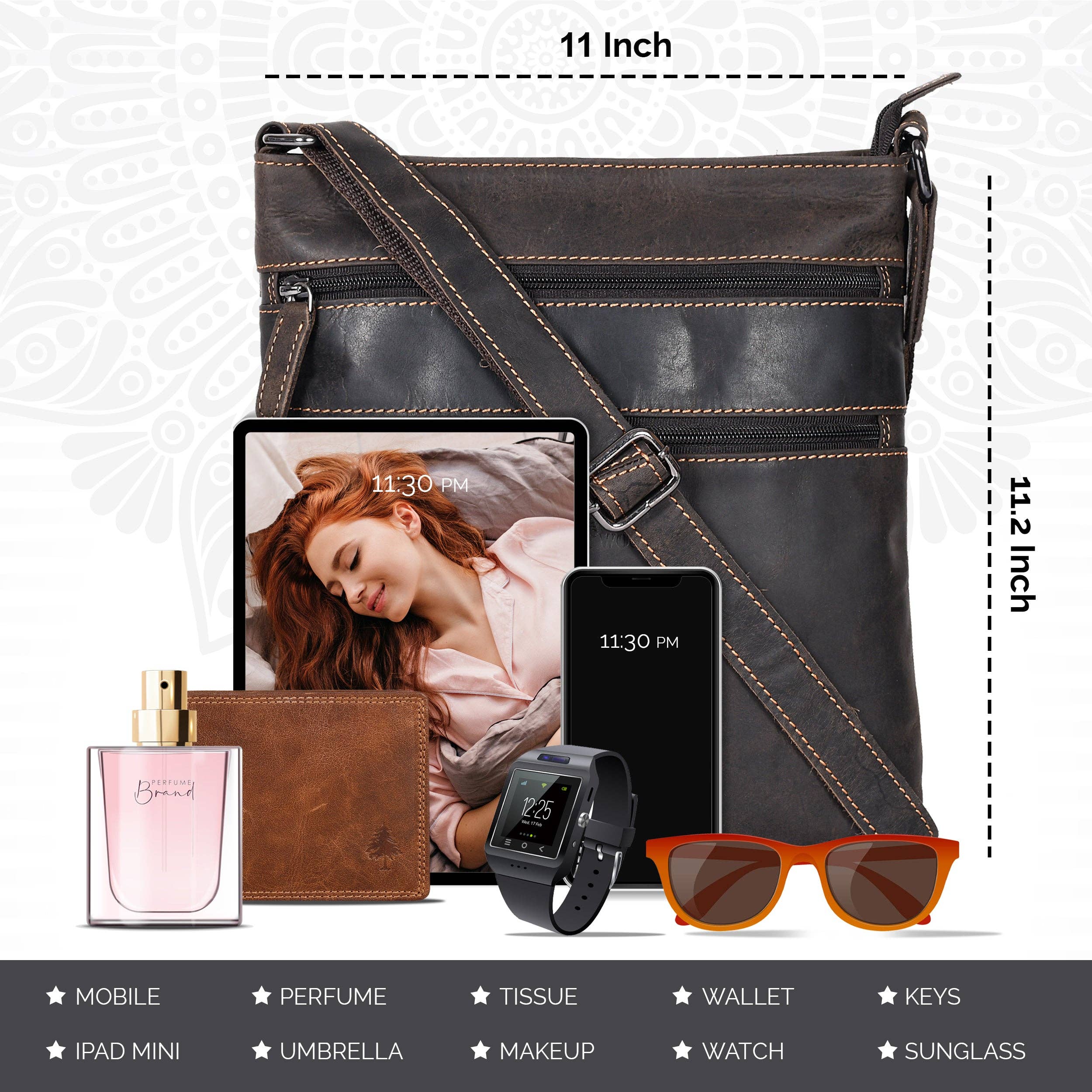 Leather Crossbody Purse: Sandel