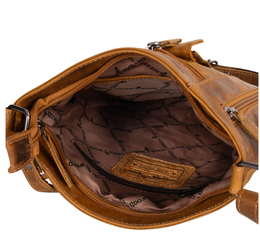 Ladies Cross Body Leather Bag Lucy LD007: Brown