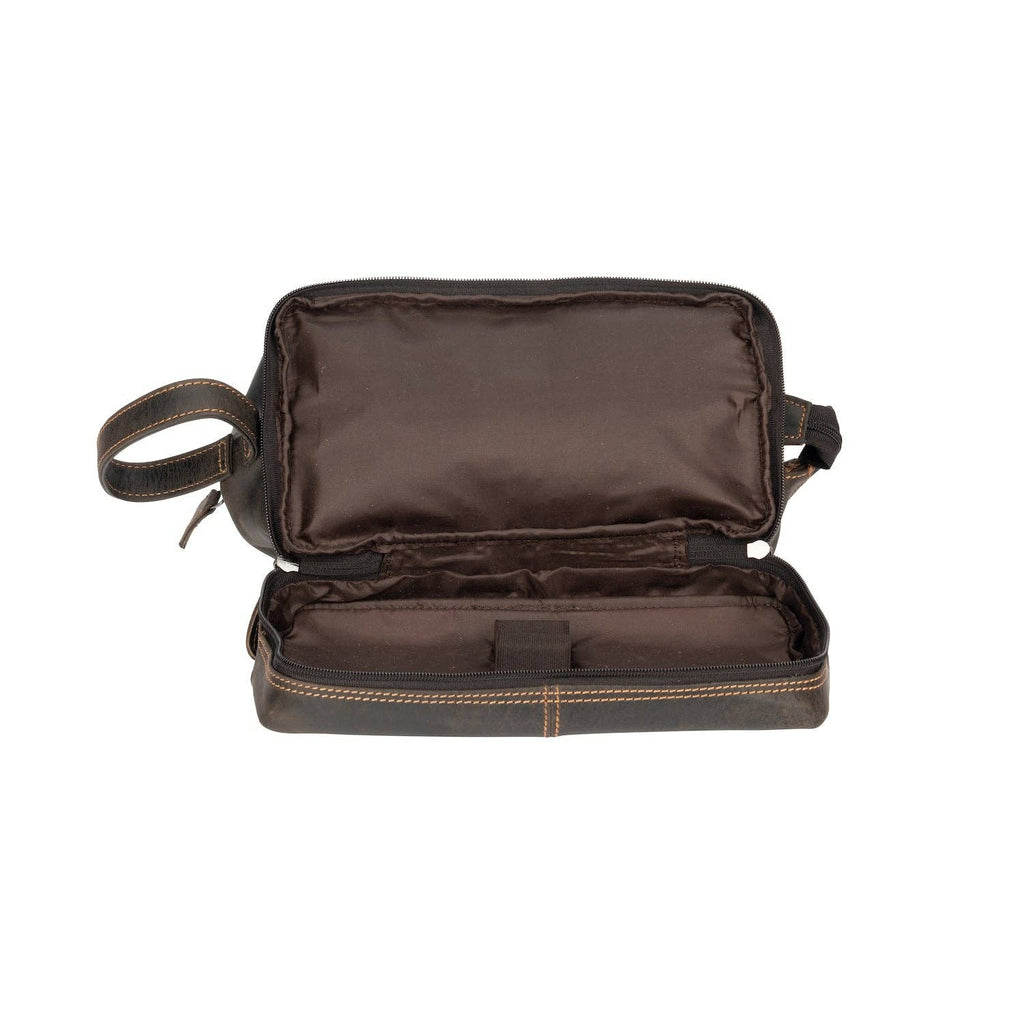 Leather Toiletry Bag Napier TB798: Brown