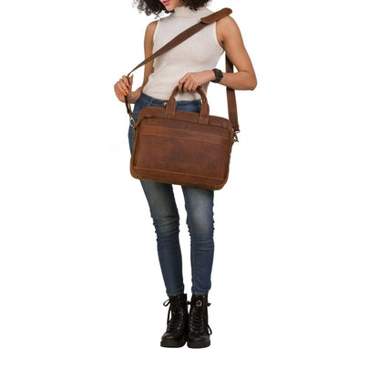The Apollo Full-Grain Leather Briefcase: Brown