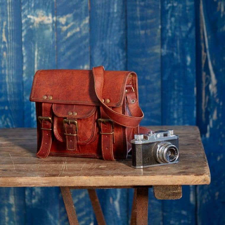 Small Vintage Style Leather Satchel