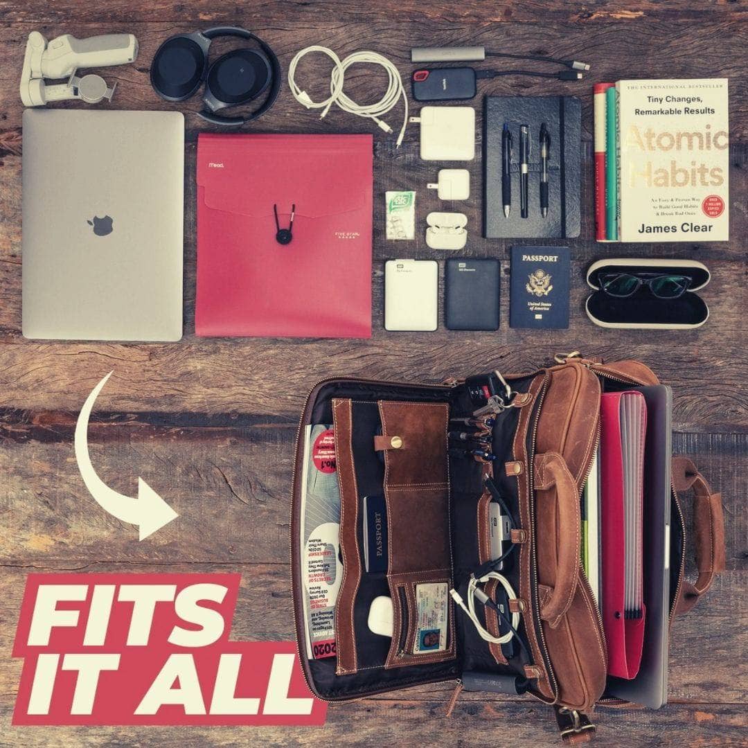 The Apollo Full-Grain Leather Briefcase: Brown