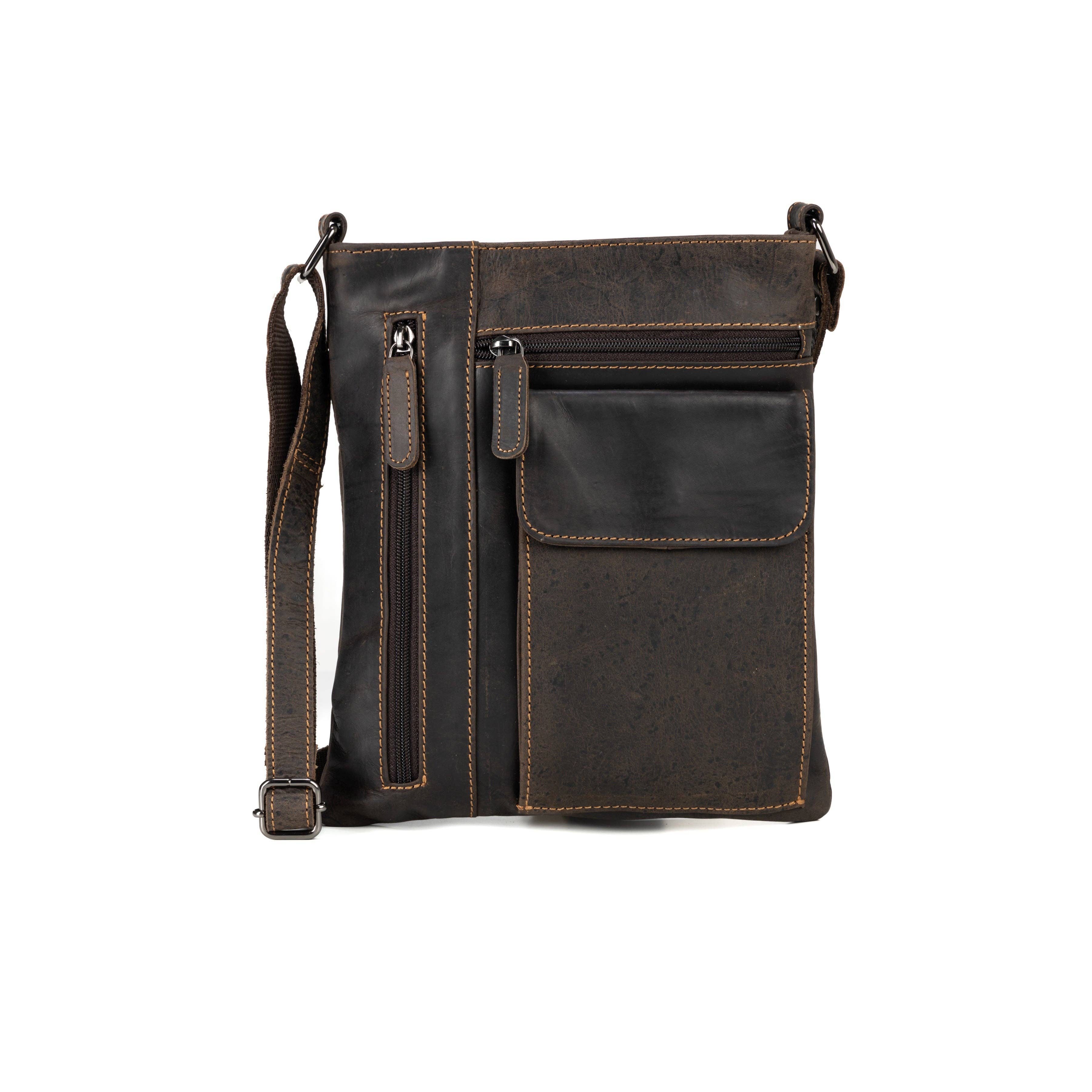 Ladies Cross Body Leather Bag Lucy LD007: Brown