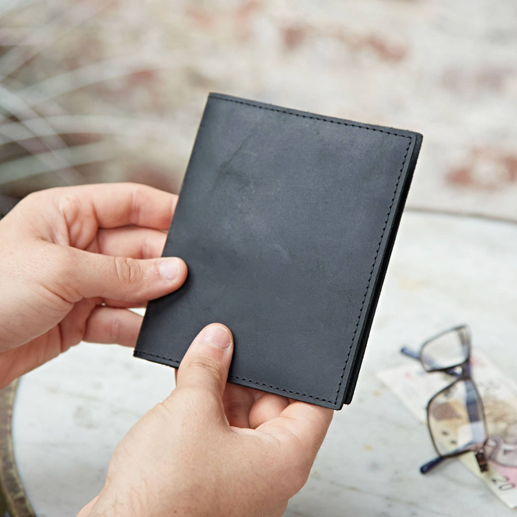 Buffalo Leather Passport Holder - Handmade: Brown