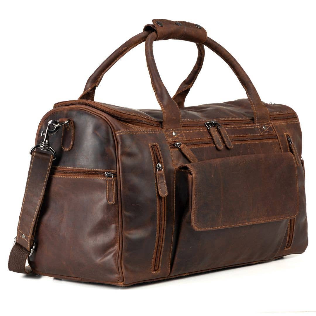 Leather Travel Bag Large - Casual Vintage Look - GW12790: Sandal