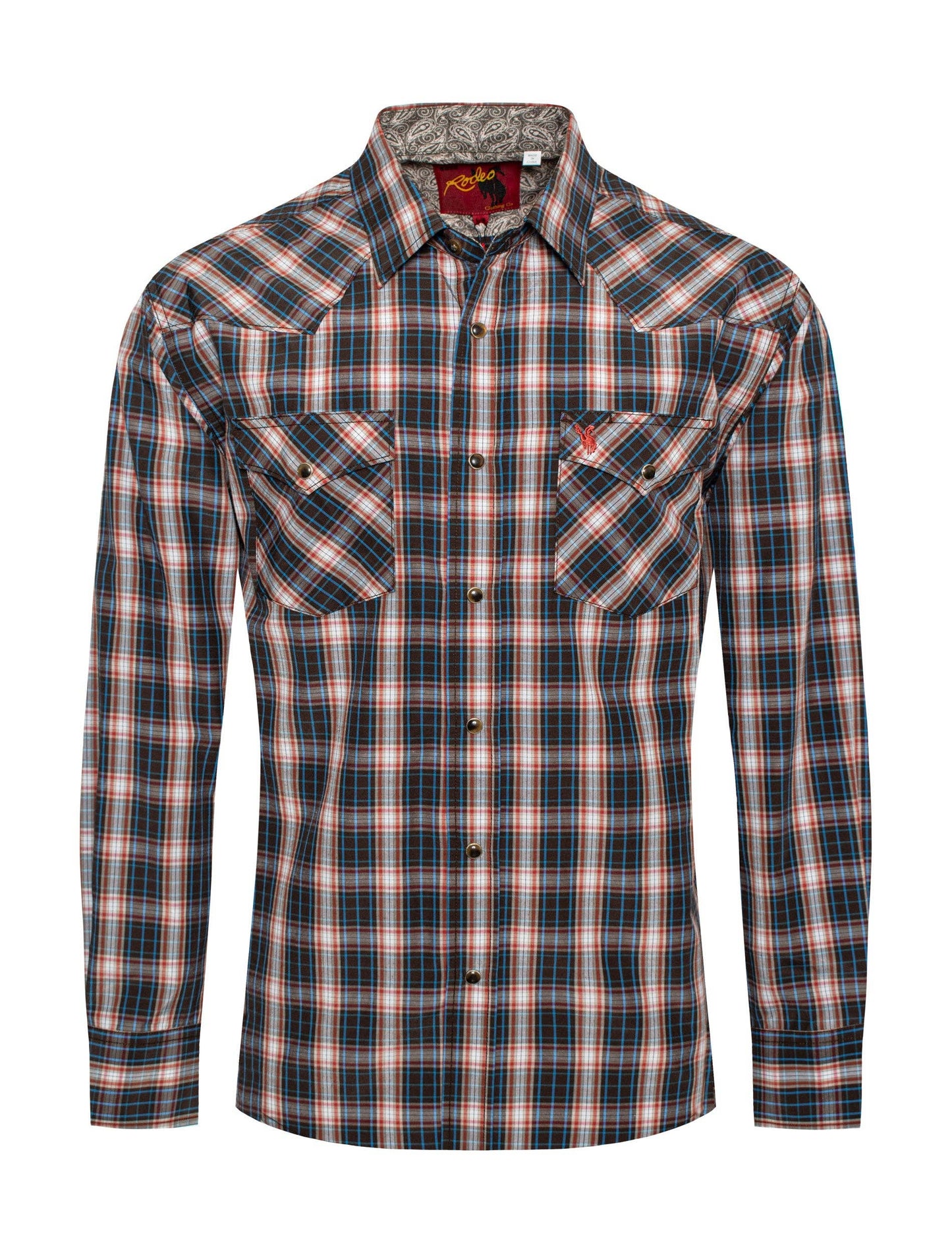 Men's Western Long Sleeve Plaid Shirts With Snap Buttons: L