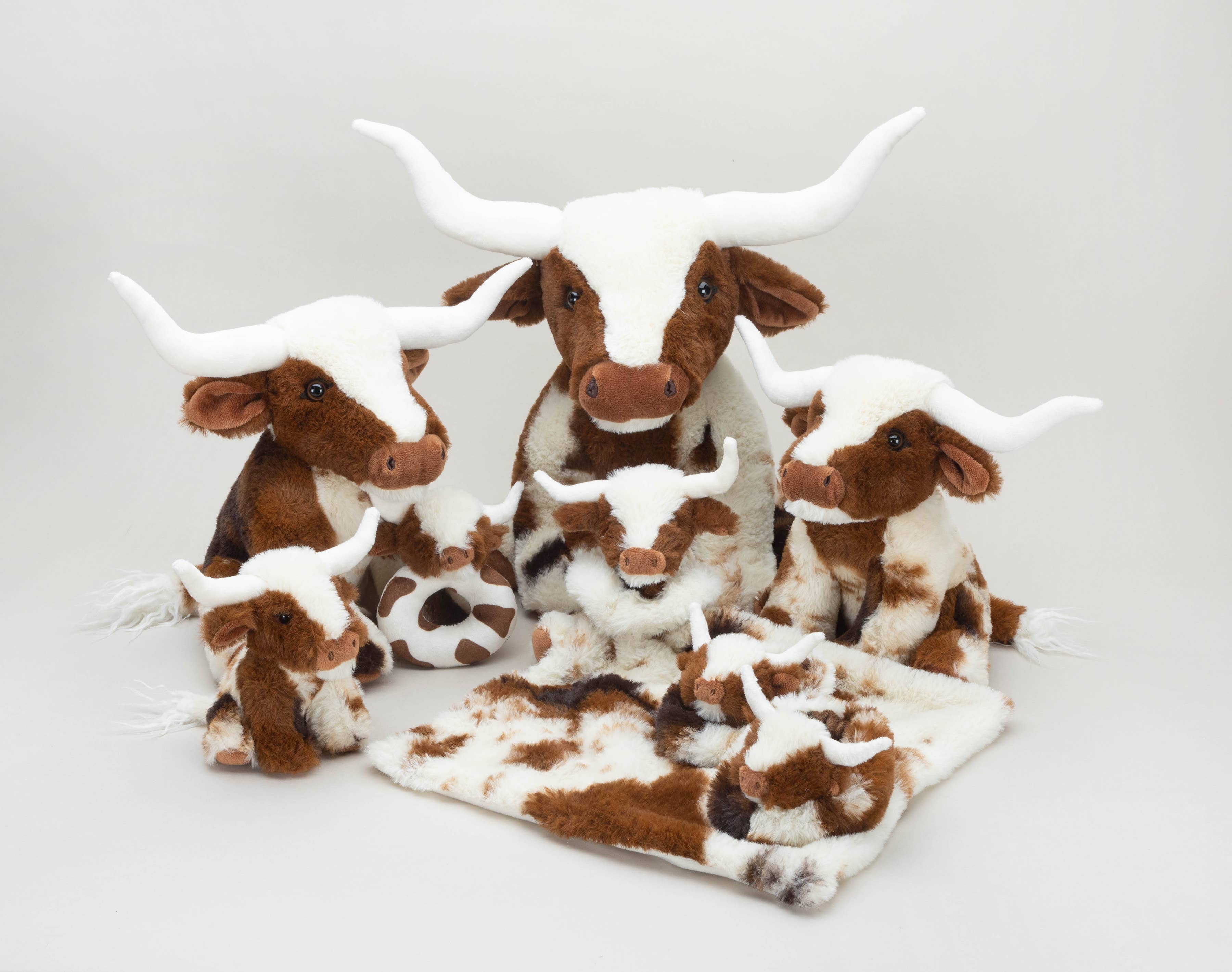 Texas Longhorn Highland Cream Brown Cow Plush Toy 18cm