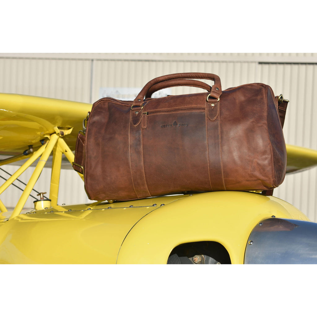 Leather Overnight Travel Bag Victoria GW12795: Brown