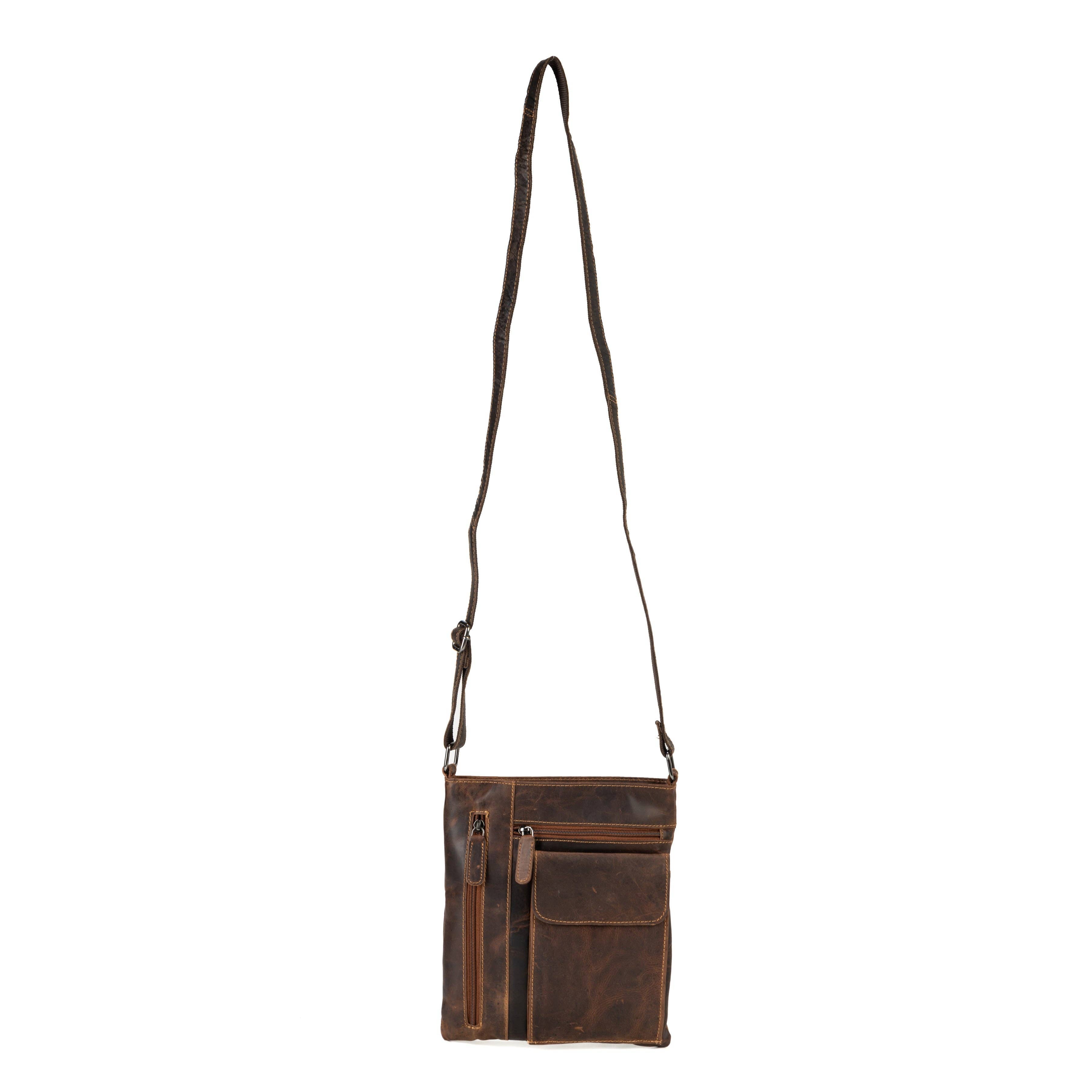 Ladies Cross Body Leather Bag Lucy LD007: Brown