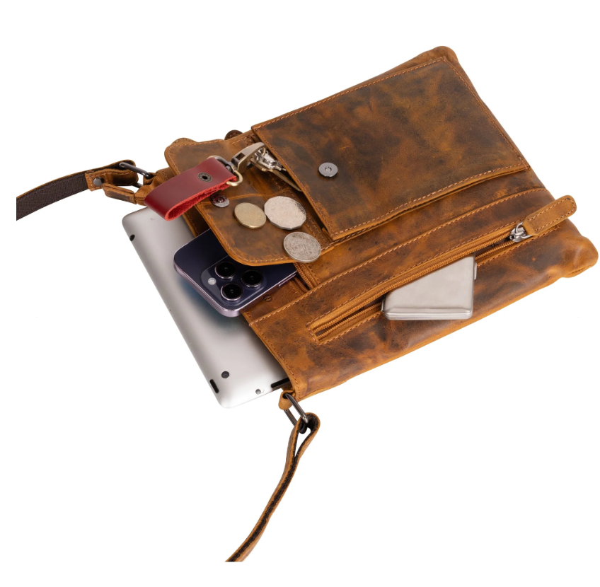 Ladies Cross Body Leather Bag Lucy LD007: Brown