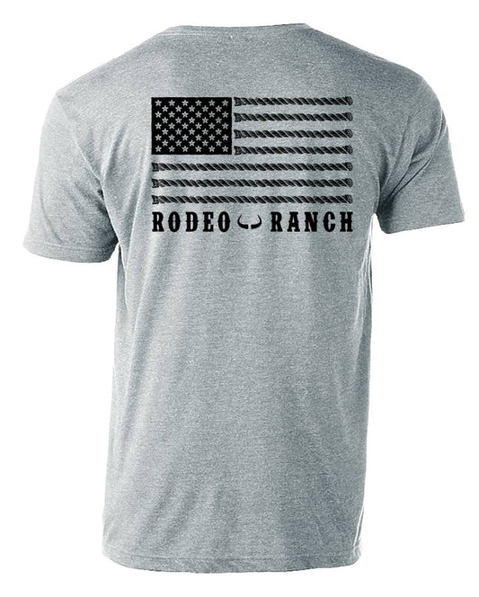 Rodeo Ranch Spur Flag Short Sleeve Shirt - Heather Grey: XL