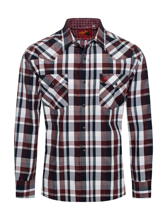 Men's Western Long Sleeve Plaid Shirts With Snap Buttons: L