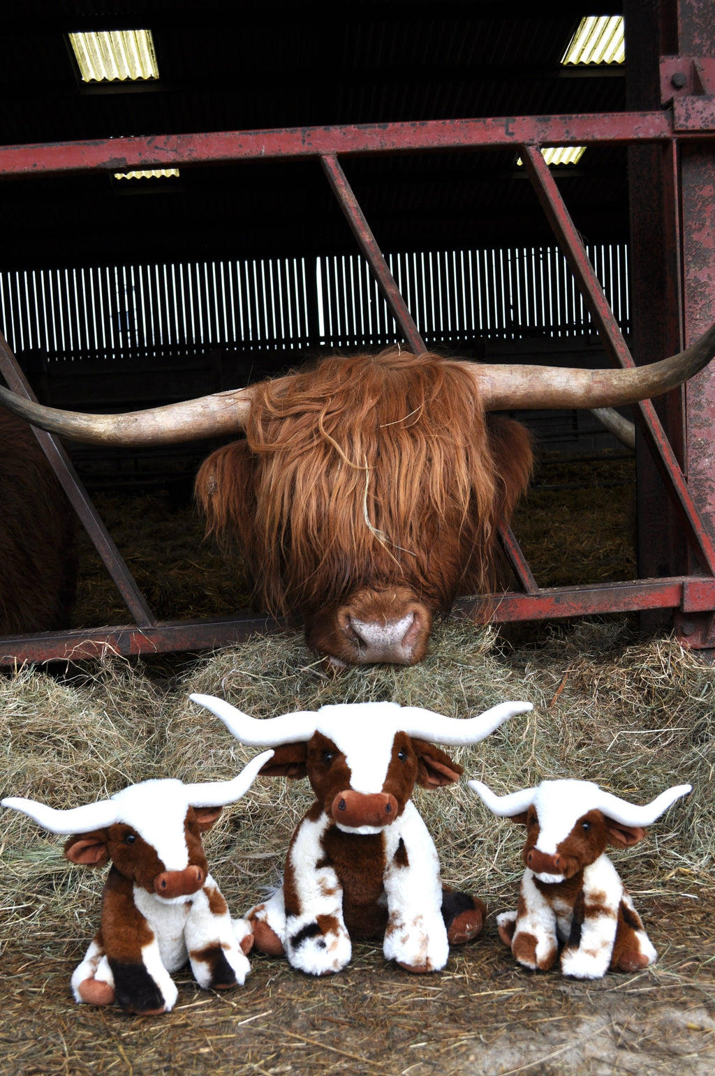 Texas Longhorn Highland Cream Brown Cow Plush Toy 18cm
