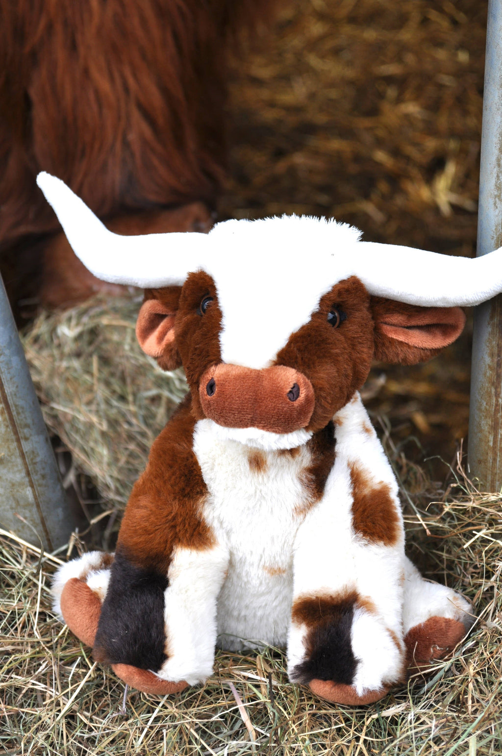 Texas Longhorn Highland Cream Large Brown Cow Soft Toy -30cm