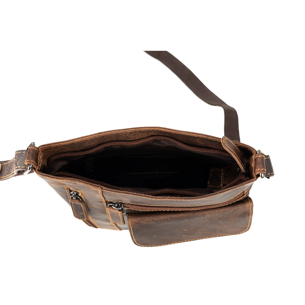 Ladies Cross Body Leather Bag Lucy LD007: Brown