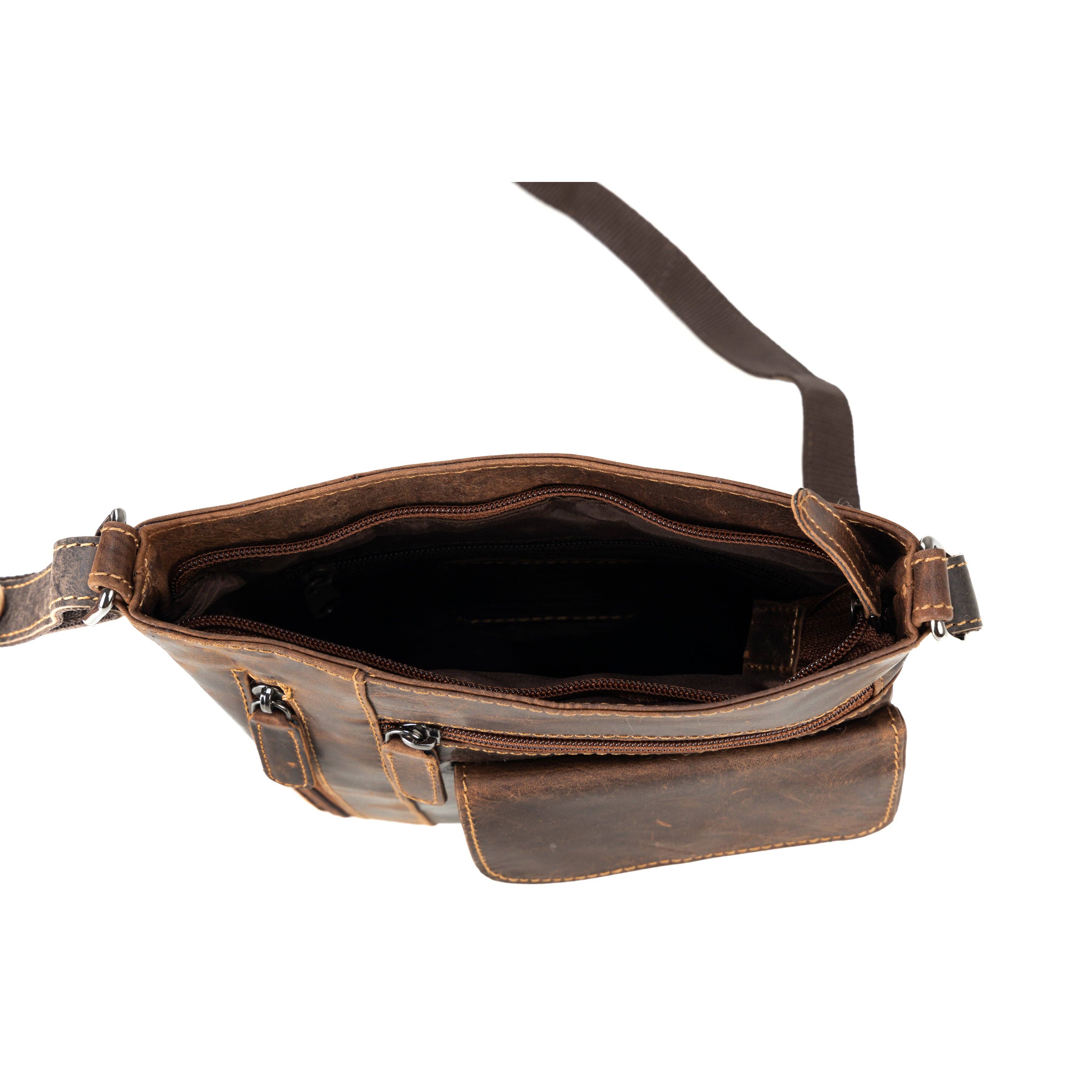 Ladies Cross Body Leather Bag Lucy LD007: Brown