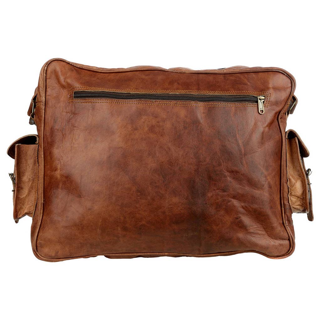 Large Brown Leather Overnight Bag - Handmade