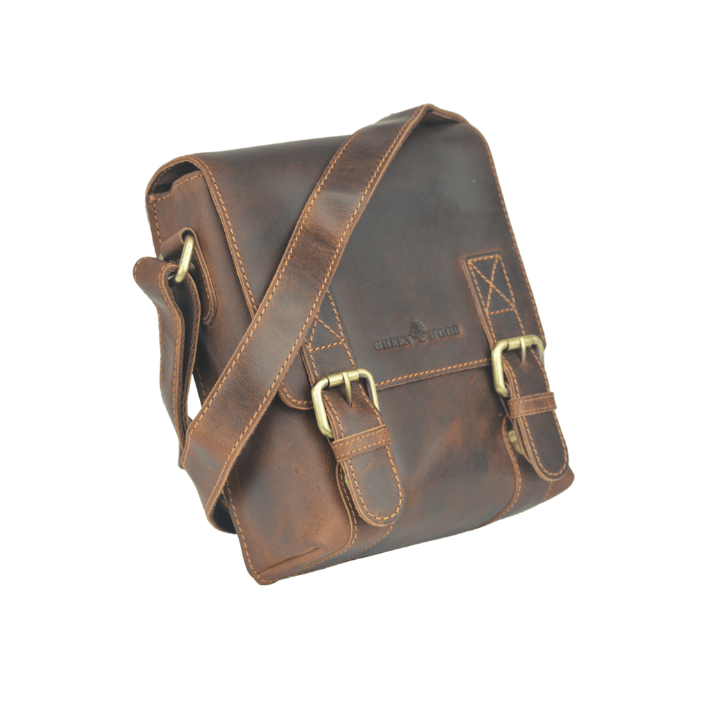 Leather Shoulder Bag Dubbo GW196651: Brown