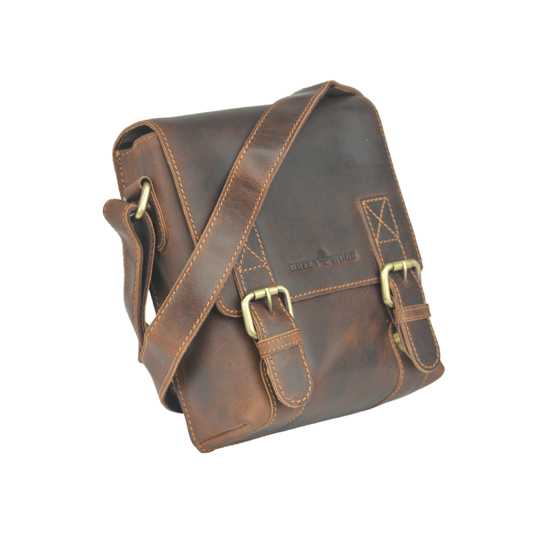 Leather Shoulder Bag Dubbo GW196651: Brown