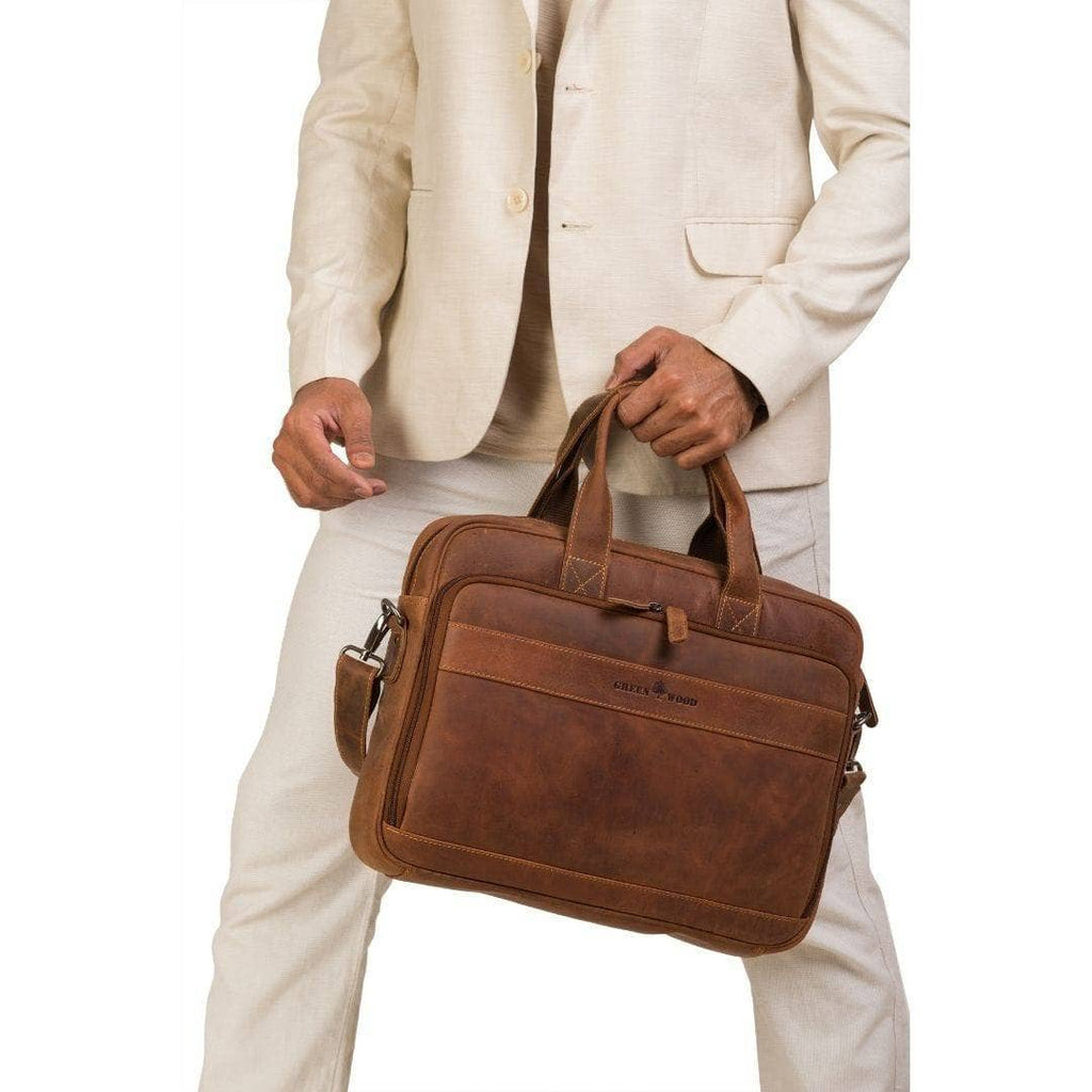 The Apollo Full-Grain Leather Briefcase: Brown