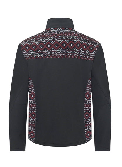 Men's Soft Shell Bonded Jacket With Western Aztec Print -NJ650EMB-AZ-BLK-BURG: AZ-BLACK-BROWN / 2XL