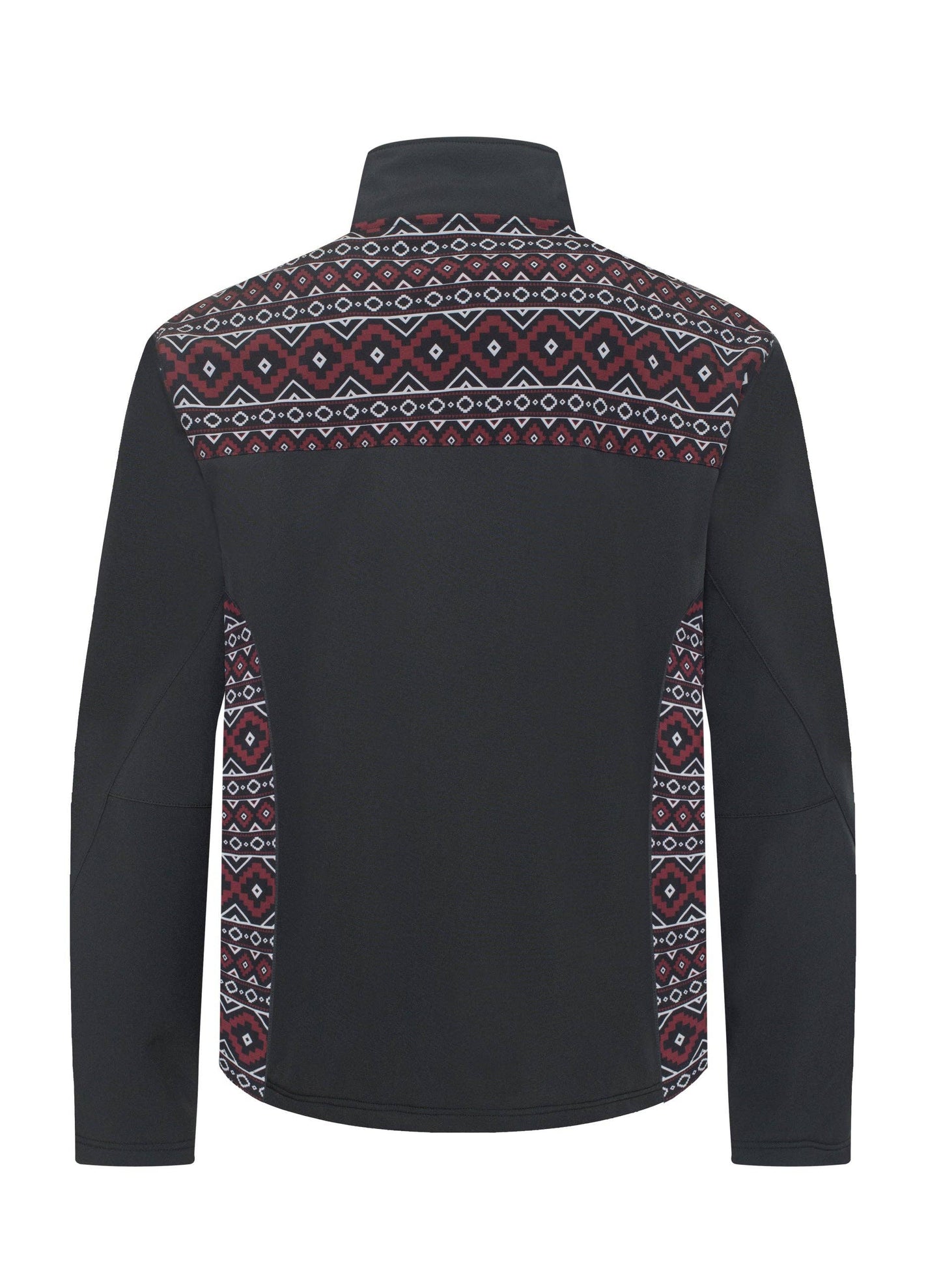 Men's Soft Shell Bonded Jacket With Western Aztec Print -NJ650EMB-AZ-BLK-BURG: AZ-BLACK-BROWN / M