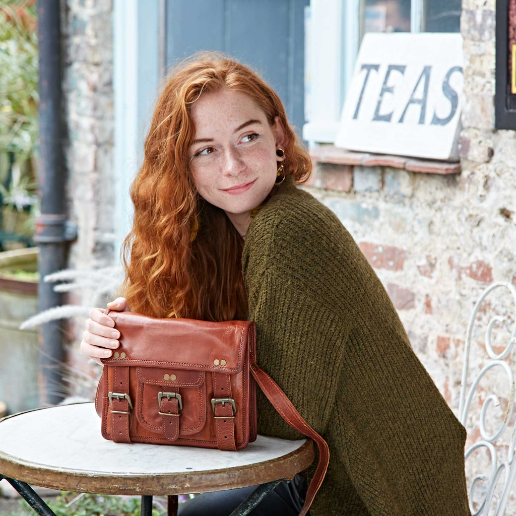 Small Vintage Style Leather Satchel