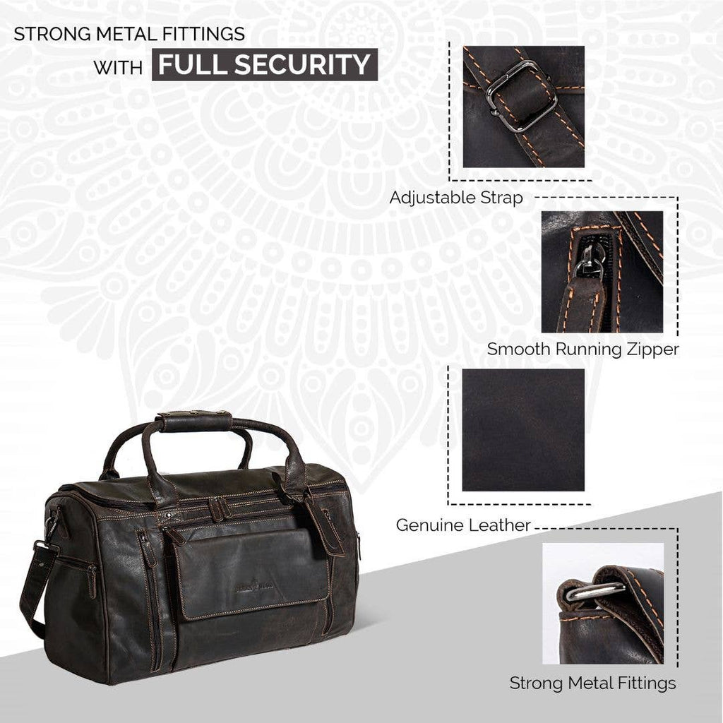 Leather Travel Bag Large - Casual Vintage Look - GW12790: Sandal