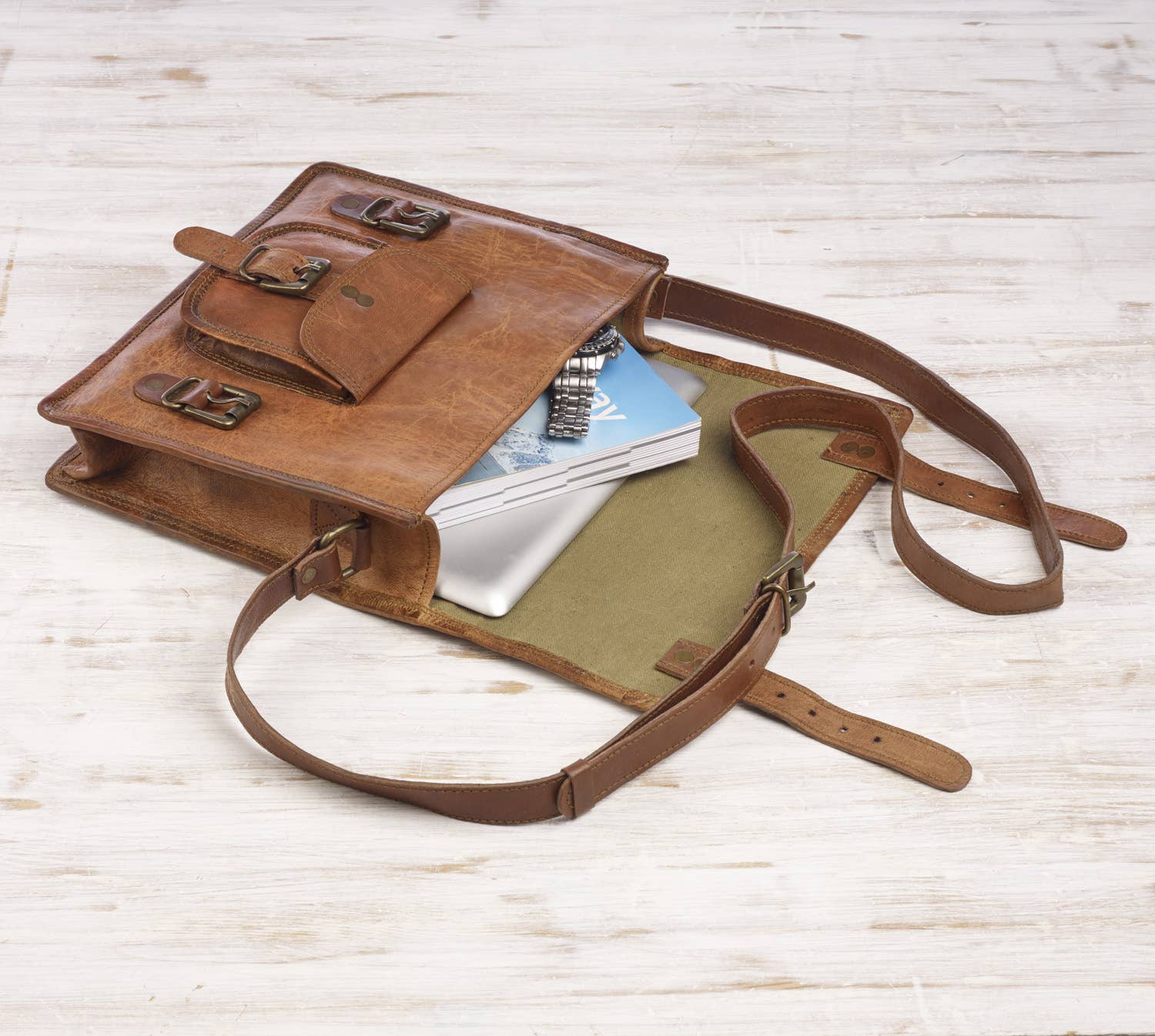 Medium Brown Leather Satchel