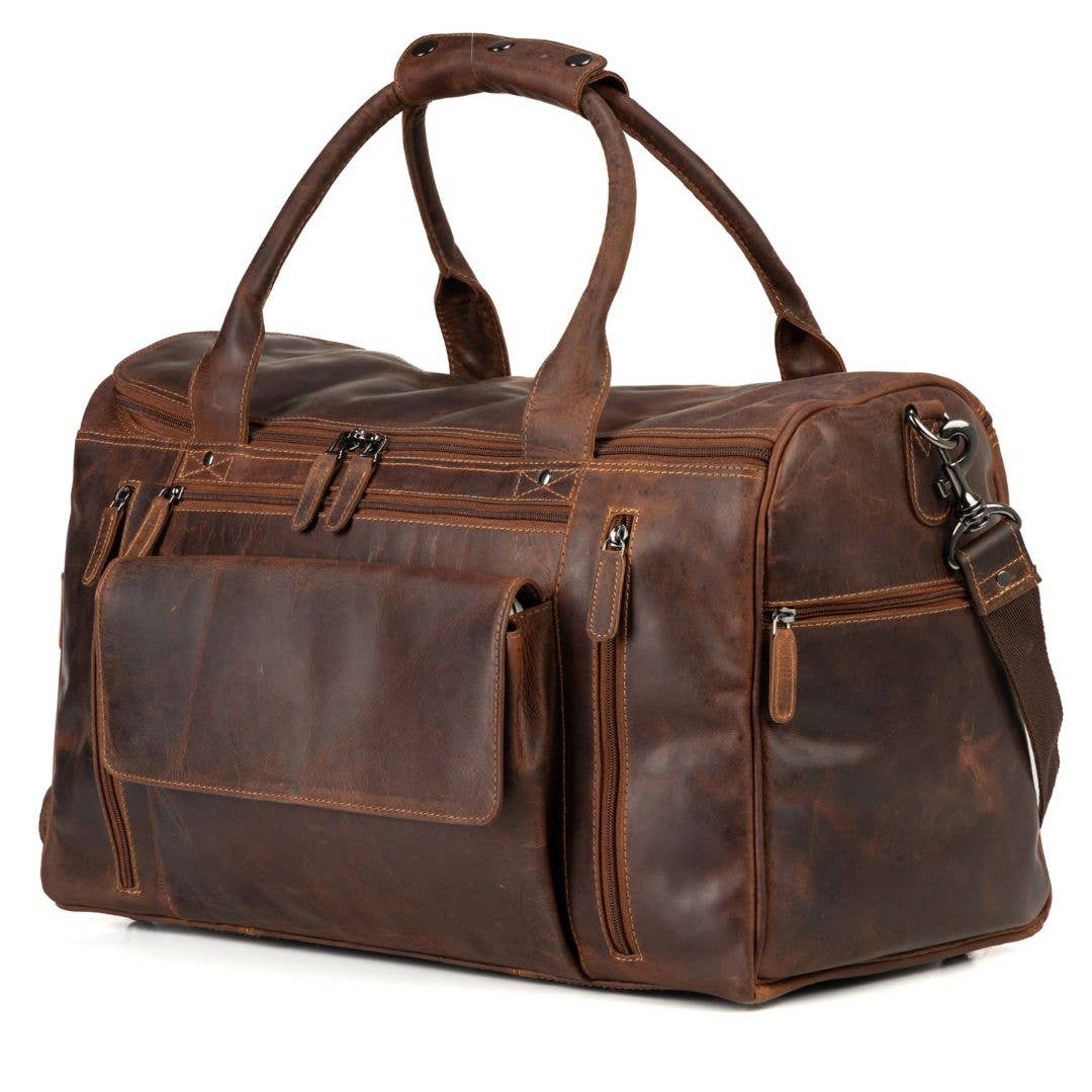 Leather Travel Bag Large - Casual Vintage Look - GW12790: Sandal