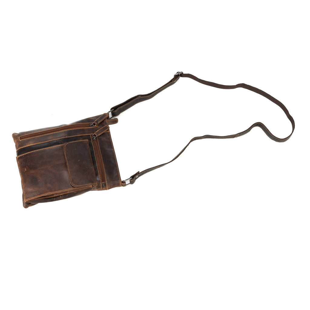 Ladies Cross Body Leather Bag Lucy LD007: Brown