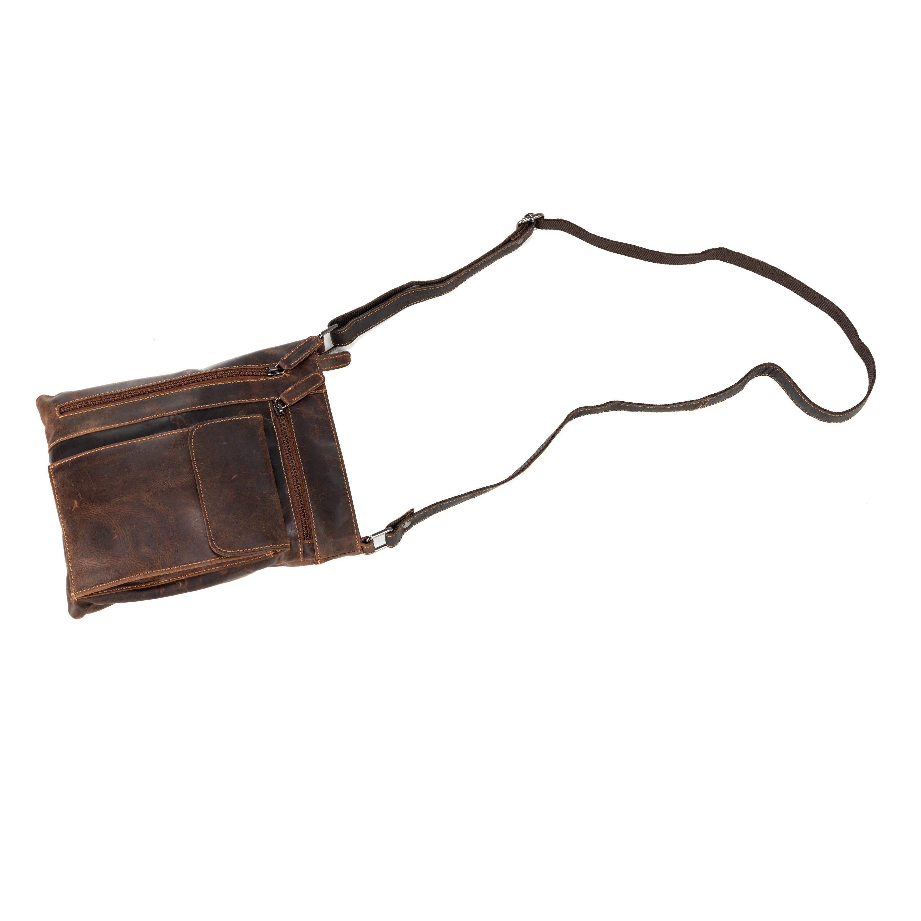 Ladies Cross Body Leather Bag Lucy LD007: Brown