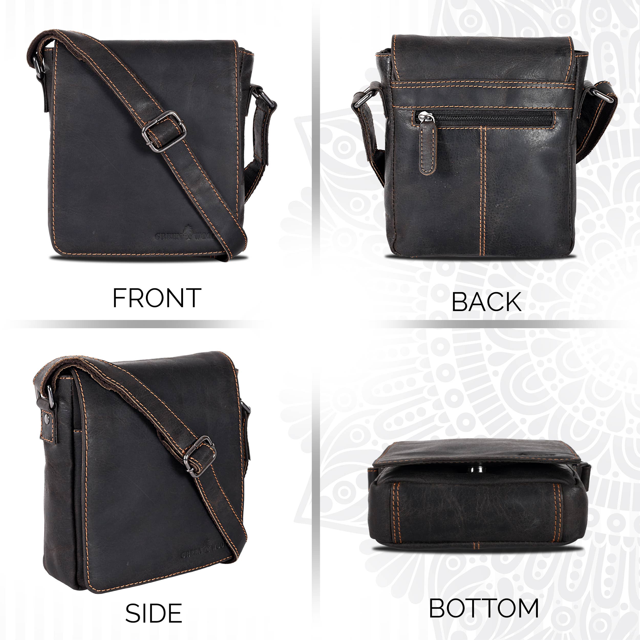 Leather Shoulder Bag Luna: Sandel