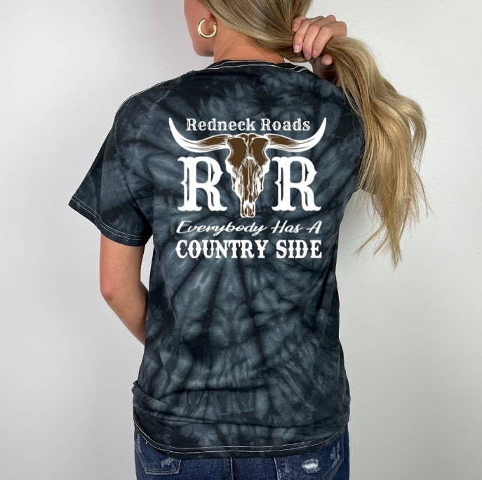 RNR Everybody Has A Countryside Tie-Dye Black Tee: L