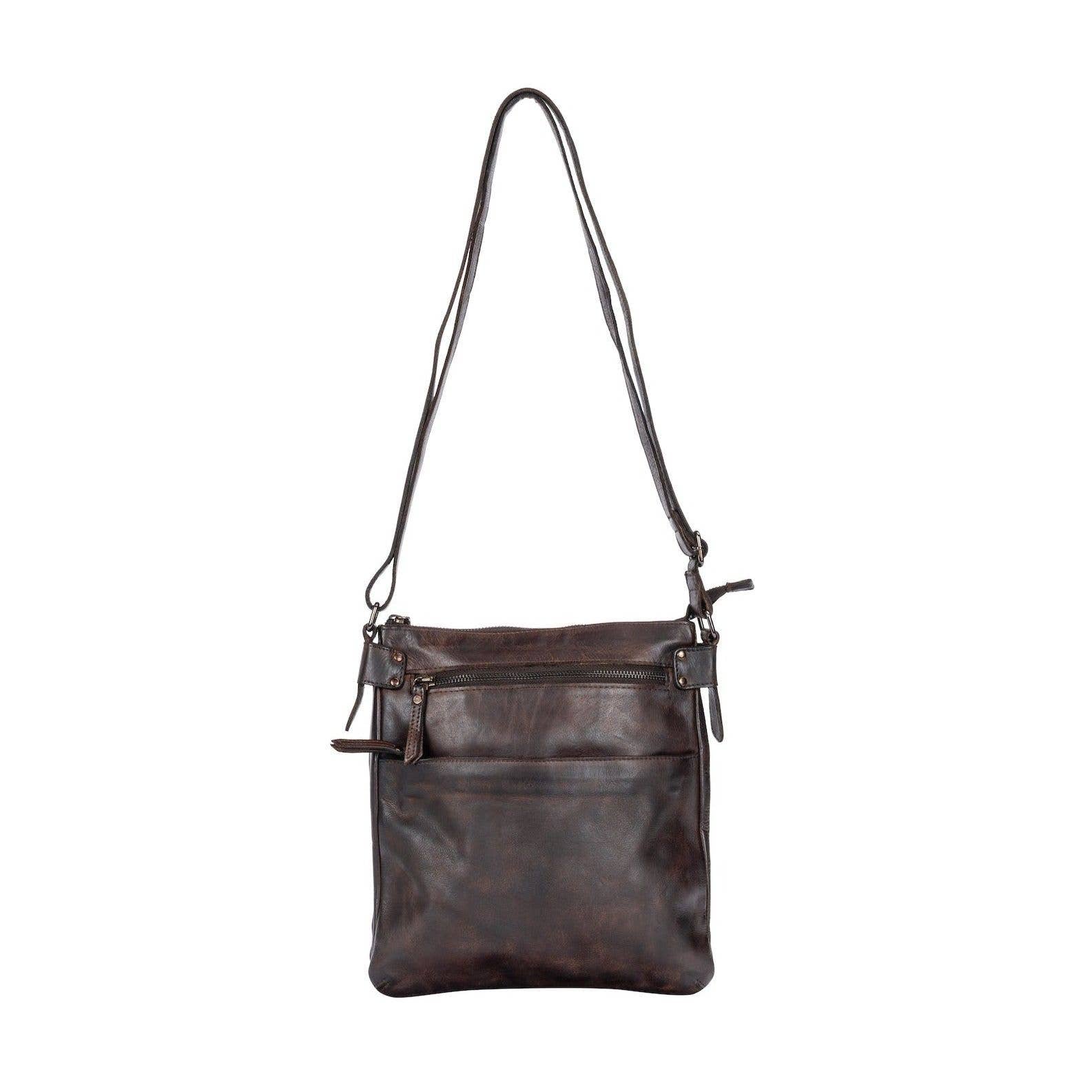 Robbie Leather Crossbody Shoulder Bag: Brown